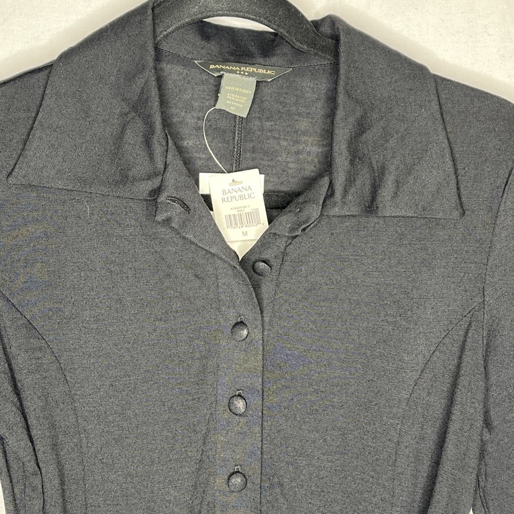 NEW Banana Republic Semi Sheer Wool Blend Tie Waist Long Sleeve Shirt Dress M - Picture 4 of 10